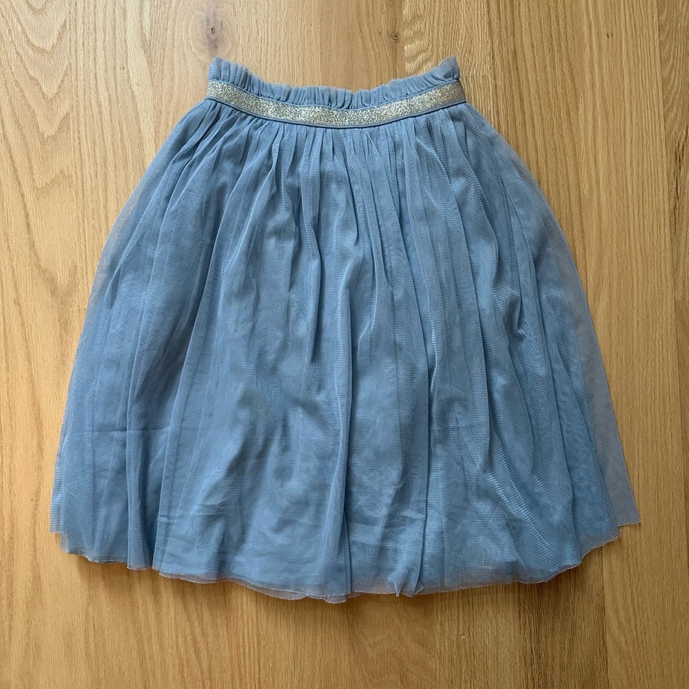 Hanna Andersson Blue Tulle Skirt with Gold Trim